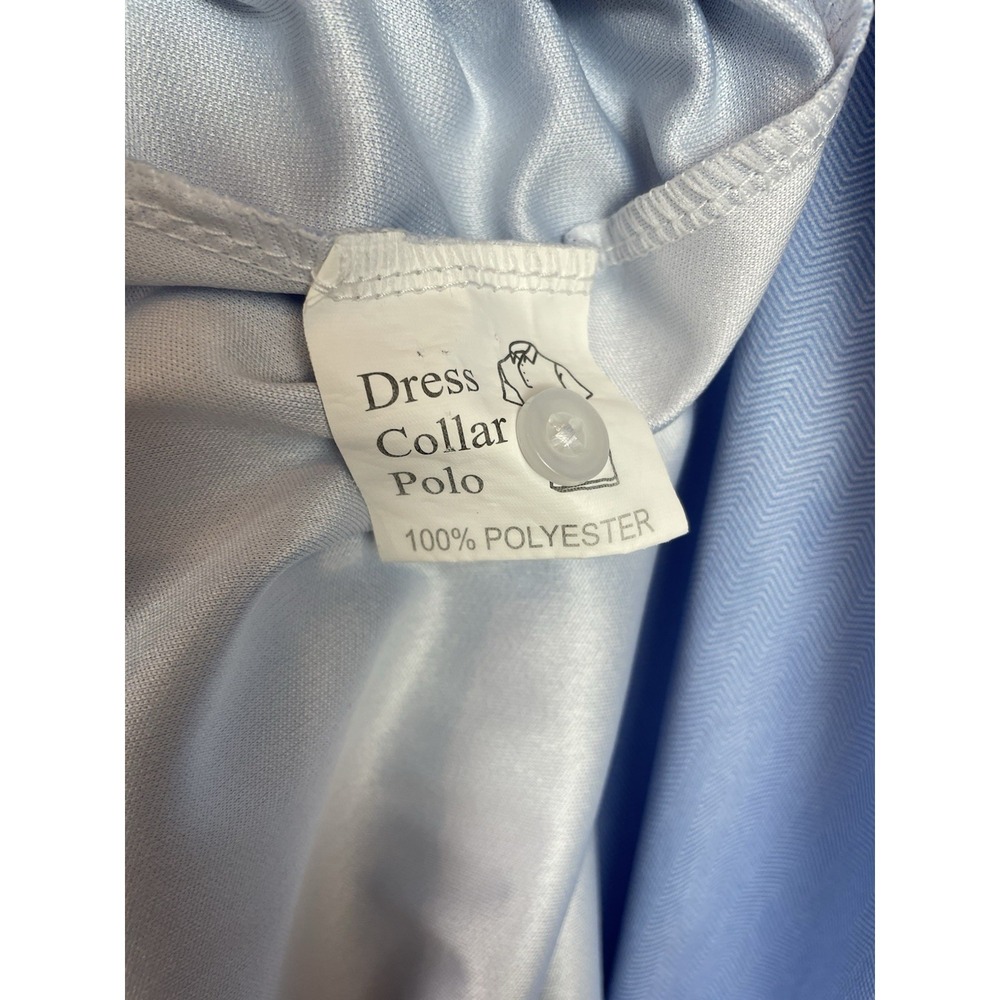 Collars & Co Dress Collar Polo Mens Large Blue Herringbone Short Sleeve Golf - Picture 5 of 8